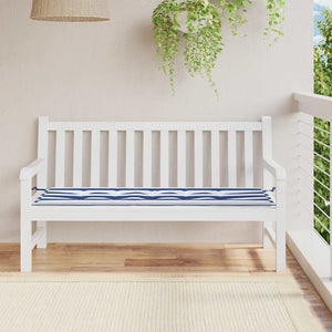 Cuscino Panca Giardino Bianco e Blu 150x50x4 cm Tessuto Oxford 361157