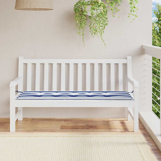 Cuscino Panca Giardino Bianco e Blu 150x50x4 cm Tessuto Oxford 361157