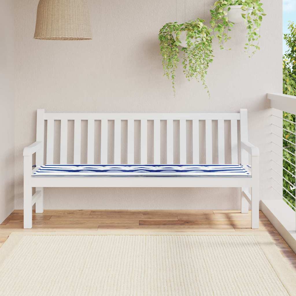 vidaXL Cuscino per Panchina da Giardino Blu e bianco 180 x 50 x 4 cm