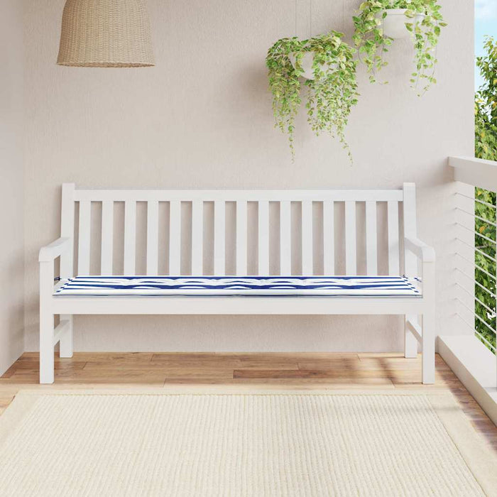 vidaXL Cuscino per Panchina da Giardino Blu e bianco 180 x 50 x 4 cm