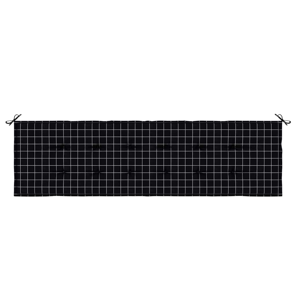 vidaXL Cuscino per Panchina da Giardino Plaid Nero 180 x 50 x 4 cm