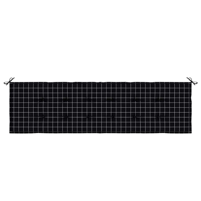 vidaXL Cuscino per Panchina da Giardino Plaid Nero 180 x 50 x 4 cm