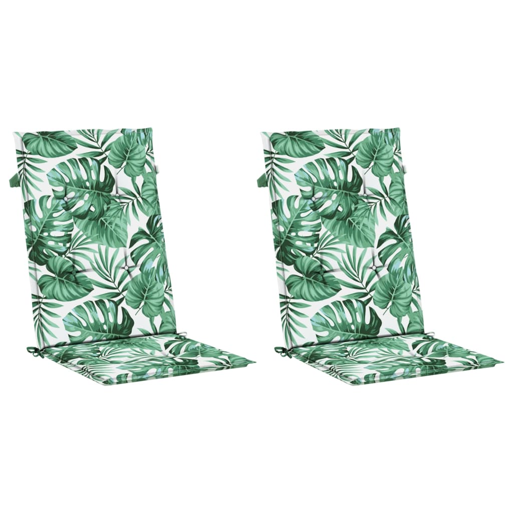 Cuscini per Sedia Schienale Alto 2 pz Motivo Foglie in Tessuto