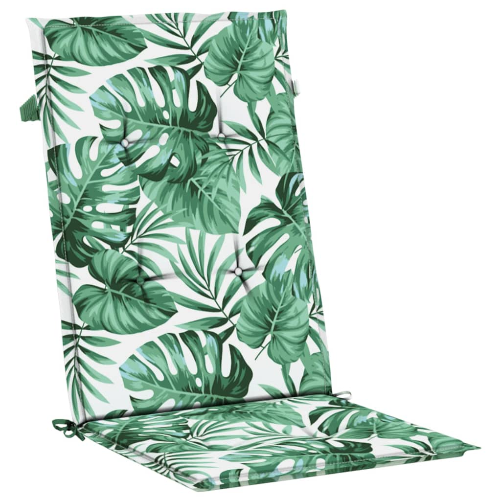 Cuscini per Sedia Schienale Alto 2 pz Motivo Foglie in Tessuto