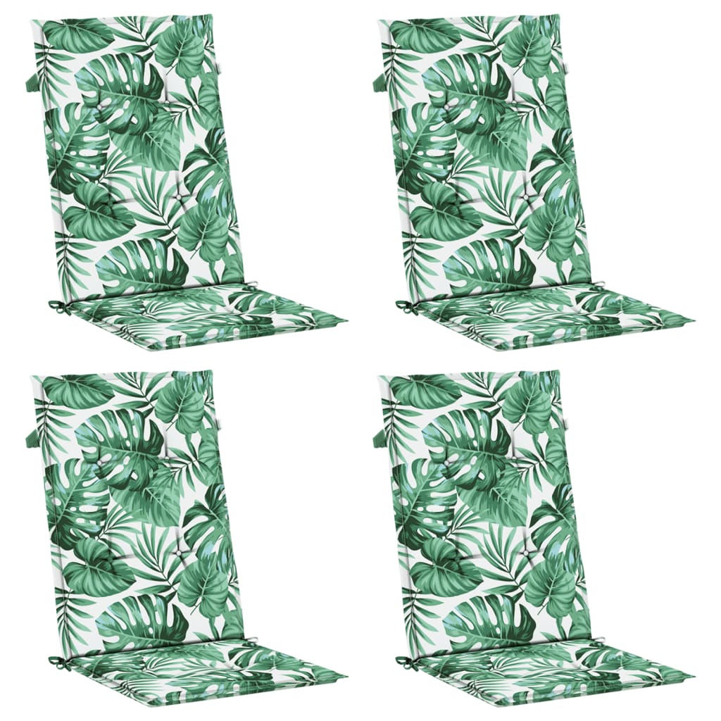 Cuscini per Sedia Schienale Alto 4 pz Motivo Foglie in Tessuto 361245