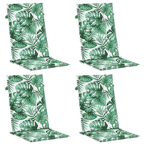 Cuscini per Sedia Schienale Alto 4 pz Motivo Foglie in Tessuto 361245