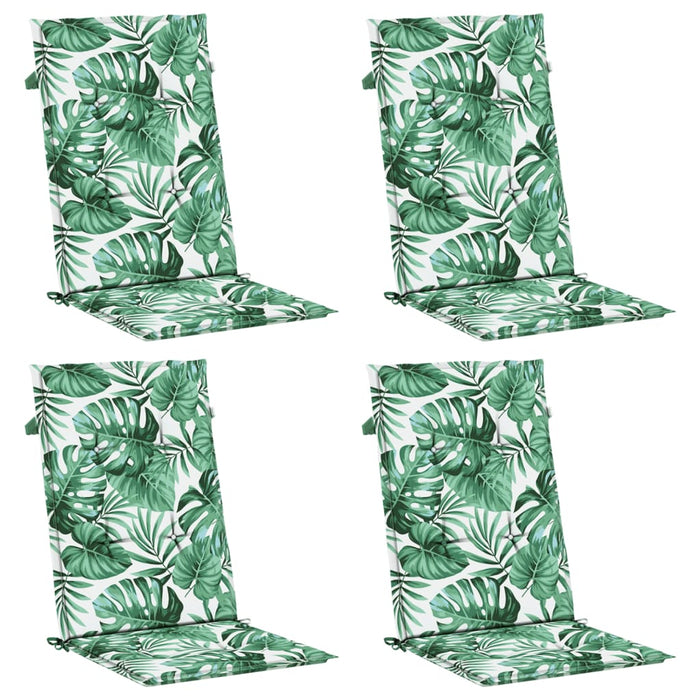 Cuscini per Sedia Schienale Alto 4 pz Motivo Foglie in Tessuto 361245