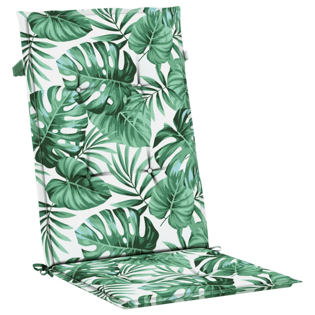 Cuscini per Sedia Schienale Alto 4 pz Motivo Foglie in Tessuto 361245