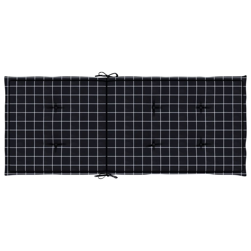 Cuscini per Sedia Schienale Alto 6 pz Neri a Quadri in Tessuto 361258