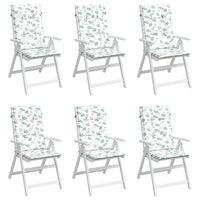 Cuscini per Sedia Schienale Alto 6 pz Motivo Foglie in Tessuto 361264