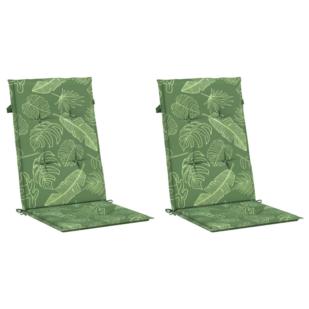 Cuscini per Sedia Schienale Alto 2 pz Motivo Foglie in Tessuto 361265