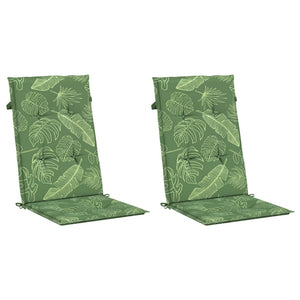 Cuscini per Sedia Schienale Alto 2 pz Motivo Foglie in Tessuto 361265