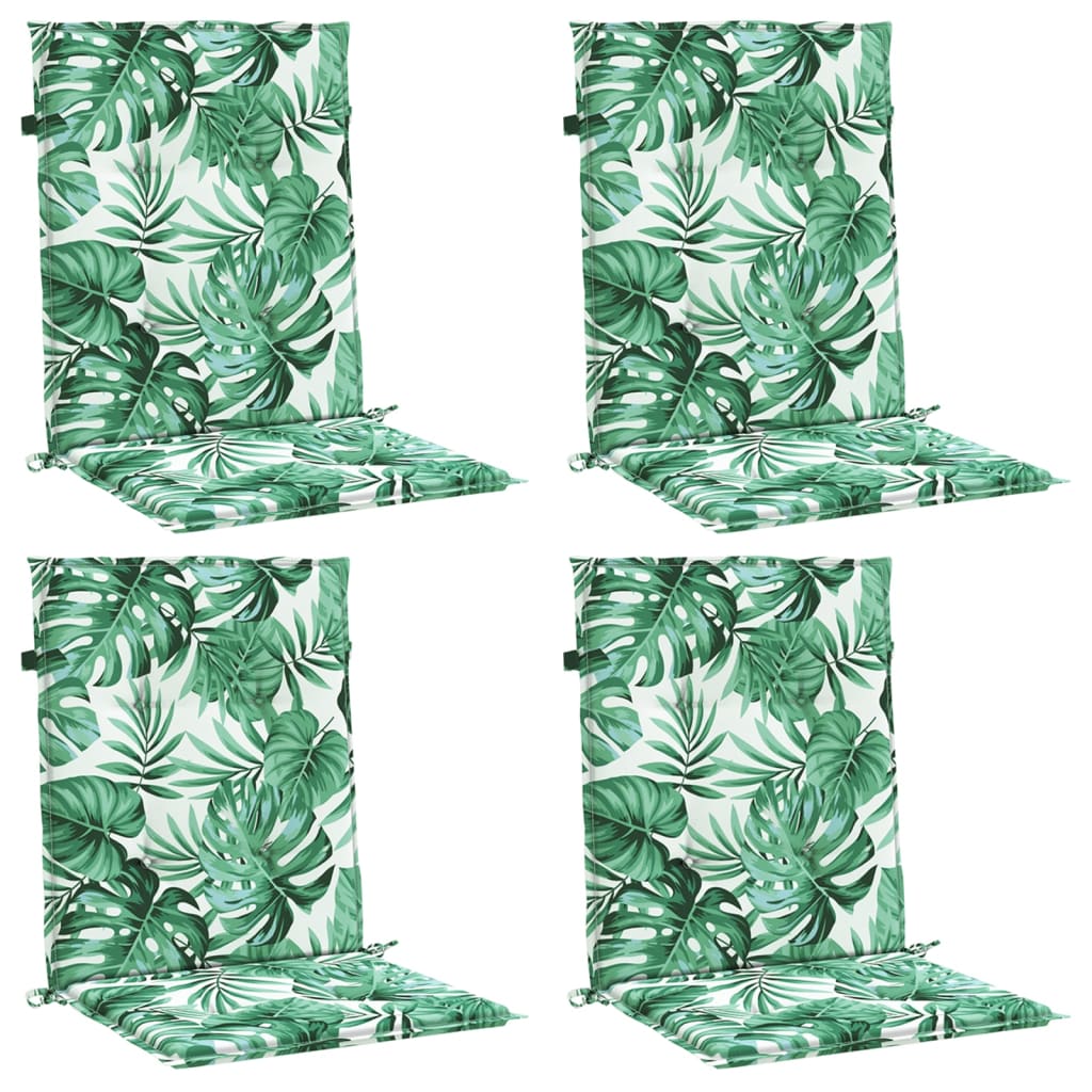 Cuscini per Sedia Schienale Basso 4 pz Motivo Foglie in Tessuto 361311