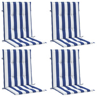 Cuscini Sedia Schienale Basso 4pz Strisce Bianche e Blu Tessutocod mxl 94434