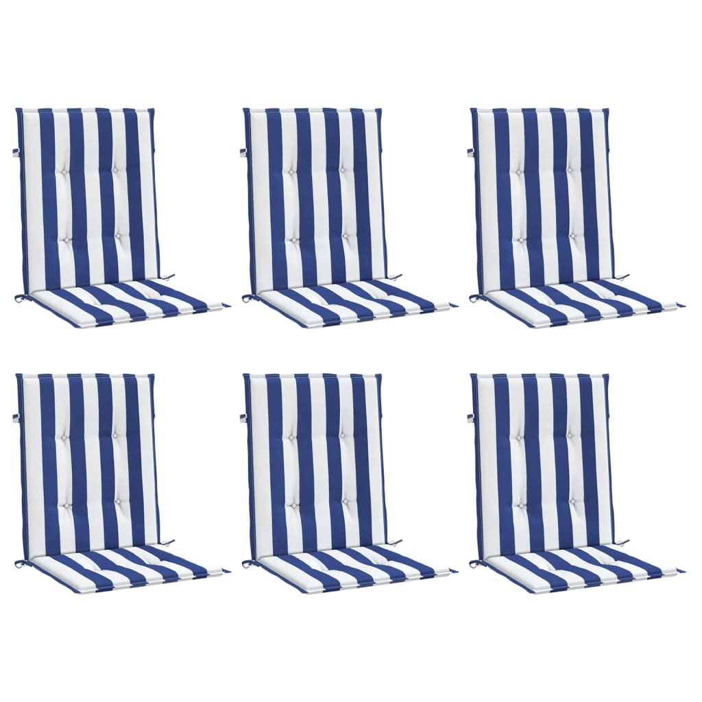 Cuscini Sedia Schienale Basso 6pz Strisce Bianche e Blu Tessutocod mxl 70406