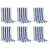 Cuscini Sedia Schienale Basso 6pz Strisce Bianche e Blu Tessutocod mxl 70406