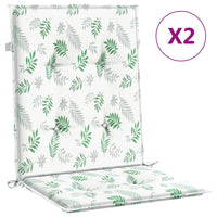 Cuscini per Sedia Schienale Basso 2 pz Motivo Foglie in Tessutocod mxl 70416