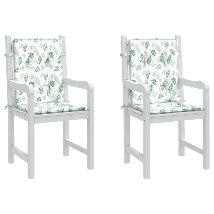 Cuscini per Sedia Schienale Basso 2 pz Motivo Foglie in Tessutocod mxl 70416