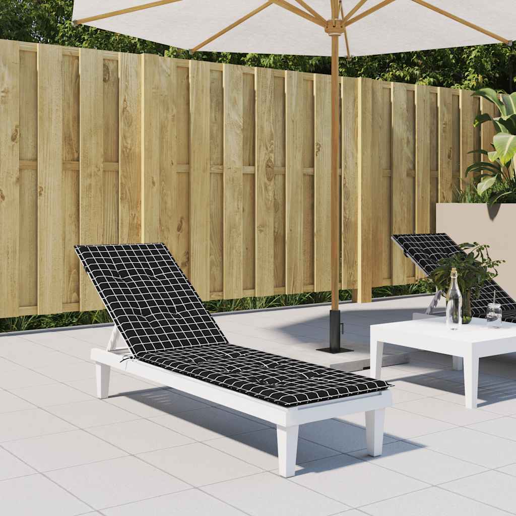 Cuscino per Sedia Sdraio Motivo a Quadri Nero in Tessuto Oxford 361378