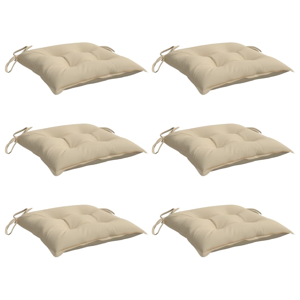 Cuscini per Sedia 6 pz Beige 40x40x7 cm in Tessuto Oxford 361461