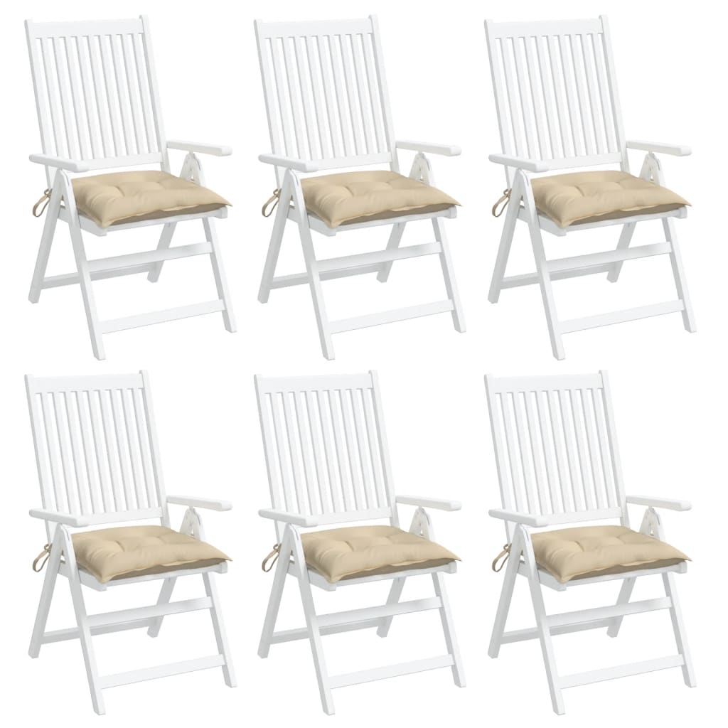 Cuscini per Sedia 6 pz Beige 40x40x7 cm in Tessuto Oxford