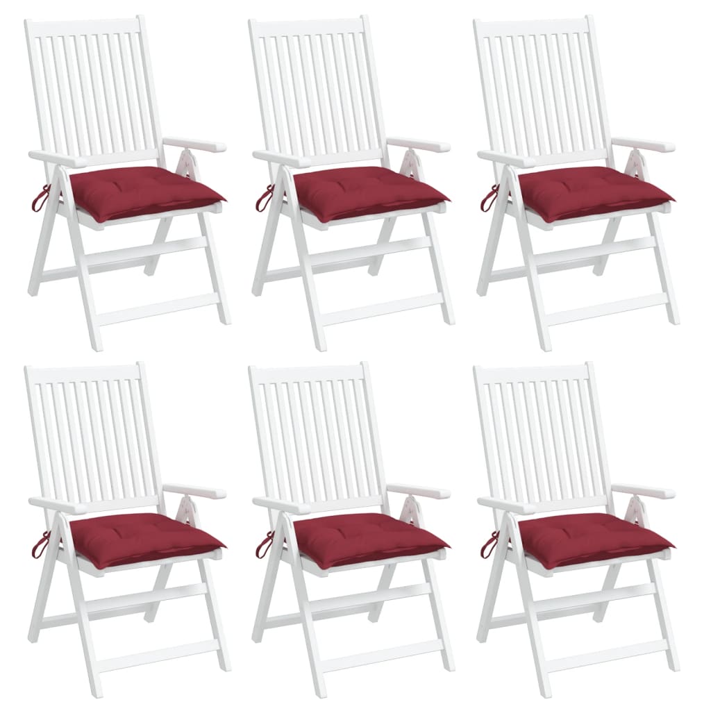 Cuscini per Sedia 6 pz Rosso Vino 40x40x7 cm in Tessuto Oxford 361479