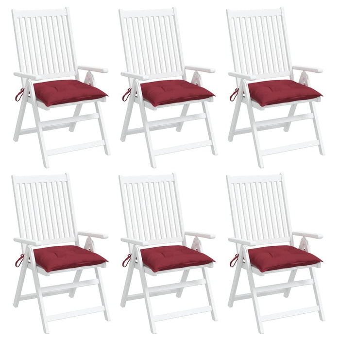 Cuscini per Sedia 6 pz Rosso Vino 40x40x7 cm in Tessuto Oxford 361479