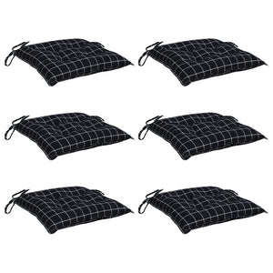 Cuscini per Sedia 6 pz Motivo a Quadri Nero 40x40x7 cm Tessuto 361491