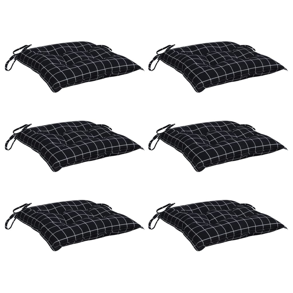 Cuscini per Sedia 6 pz Motivo a Quadri Nero 40x40x7 cm Tessutocod mxl 94469