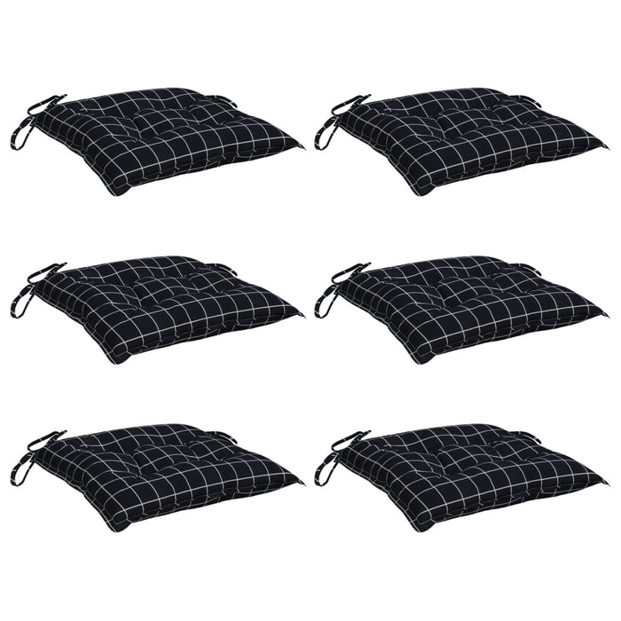 Cuscini per Sedia 6 pz Motivo a Quadri Nero 40x40x7 cm Tessutocod mxl 94469