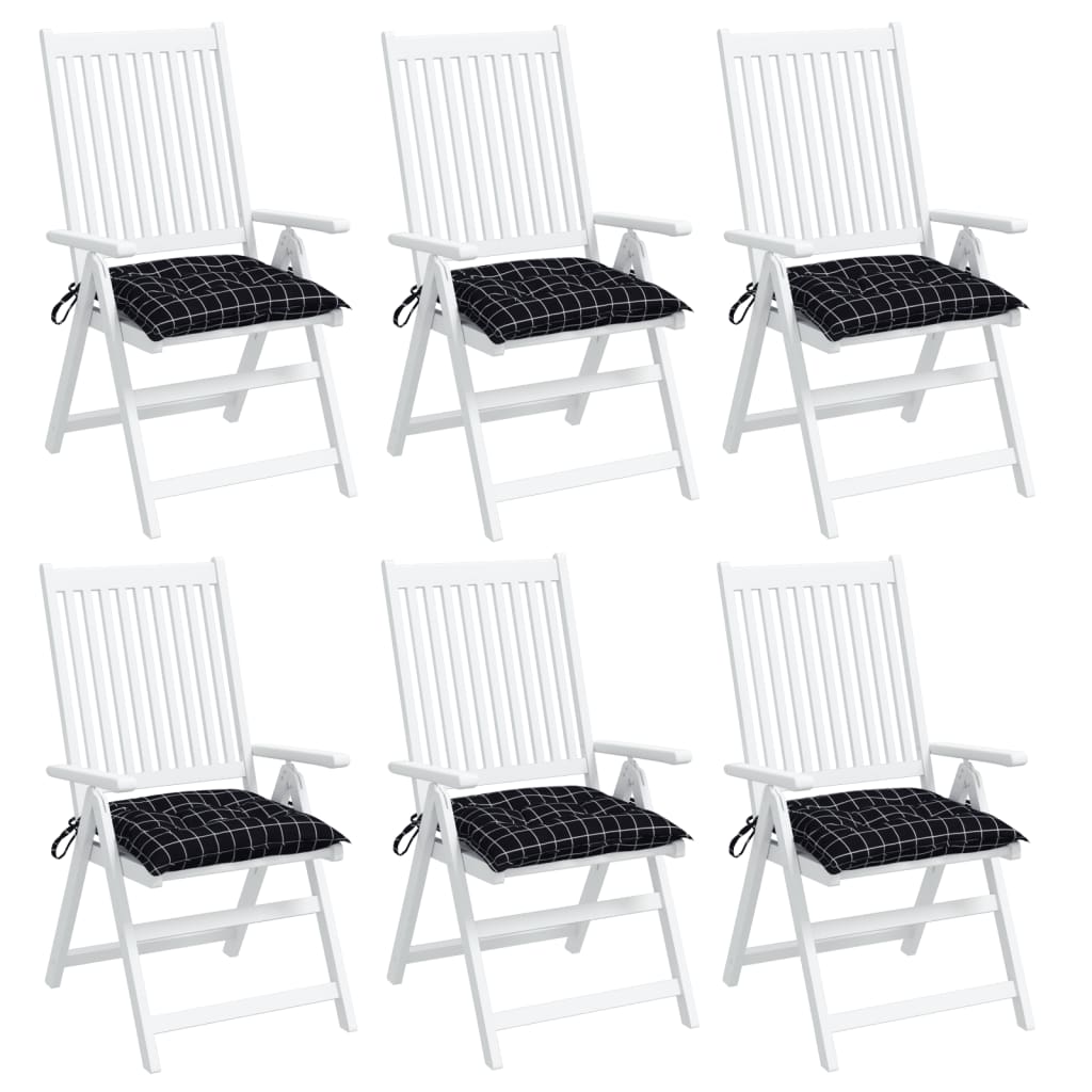 Cuscini per Sedia 6 pz Motivo a Quadri Nero 40x40x7 cm Tessuto 361491