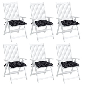 Cuscini per Sedia 6 pz Motivo a Quadri Nero 40x40x7 cm Tessuto 361491