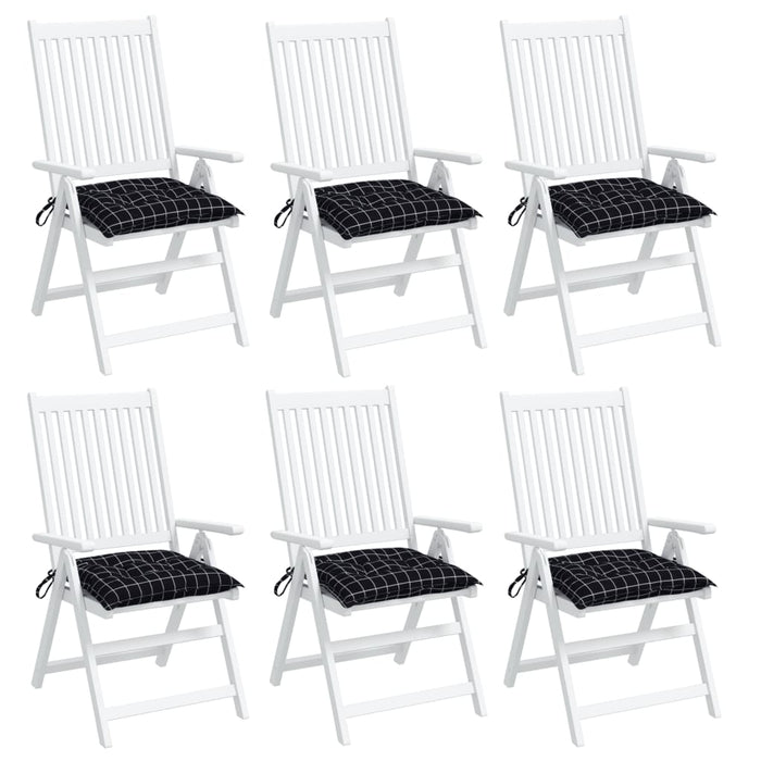 Cuscini per Sedia 6 pz Motivo a Quadri Nero 40x40x7 cm Tessuto 361491