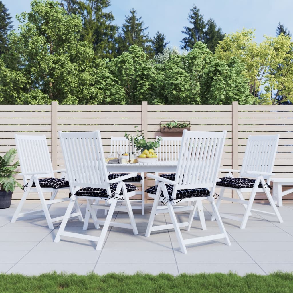 Cuscini per Sedia 6 pz a Quadri Neri 50x50x7 cm Tessuto Oxford 361548