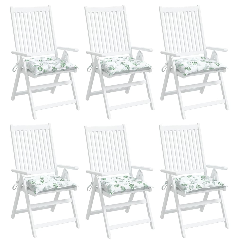 Cuscini per Sedia 6 pz a Foglie 50x50x7 cm Tessuto Oxford 361554