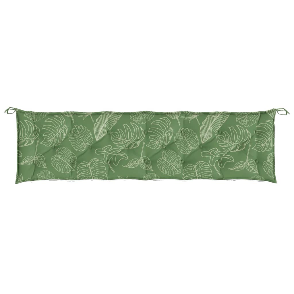 Cuscino Panca da Giardino Motivo a Foglie 200x50x7 cm Tessuto