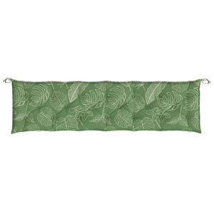 Cuscino Panca da Giardino Motivo a Foglie 200x50x7 cm Tessuto