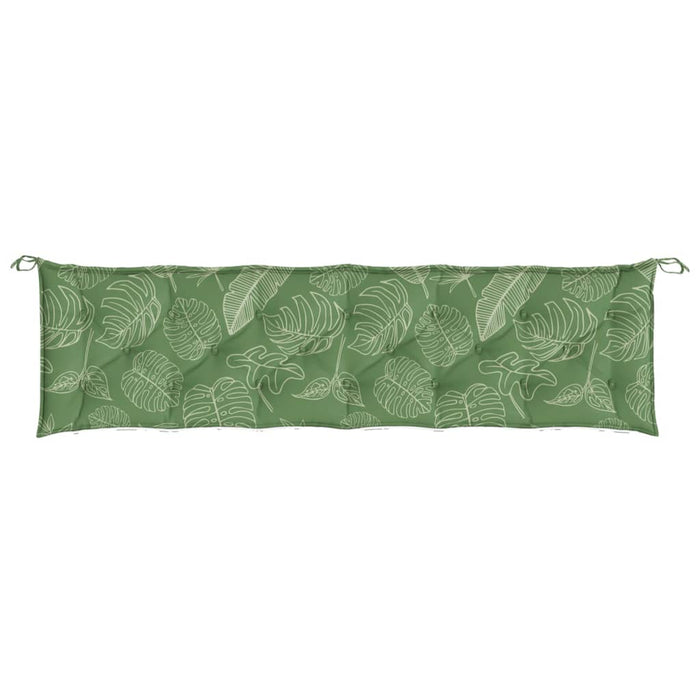 Cuscino Panca da Giardino Motivo a Foglie 200x50x7 cm Tessuto