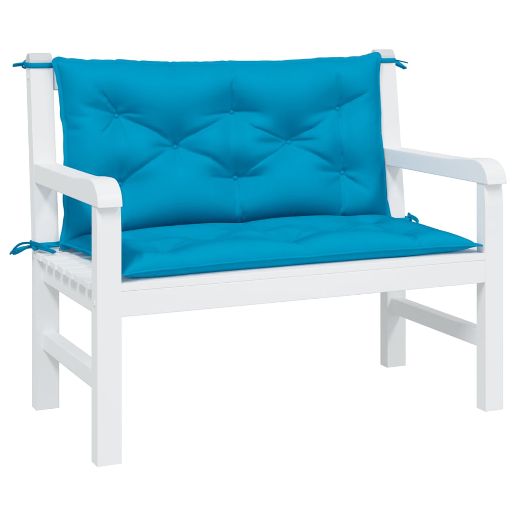 Cuscini per Panca 2 pz-Set di 2 Cuscini per panchina Azzurri 100x50x7cm in Tessuto Oxford