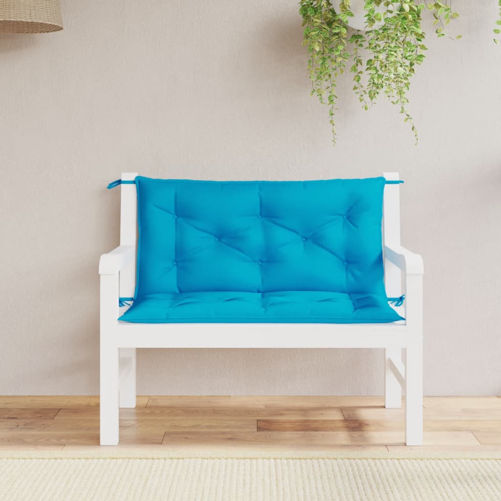 Cuscini per Panca 2 pz-Set di 2 Cuscini per panchina Azzurri 100x50x7cm in Tessuto Oxford