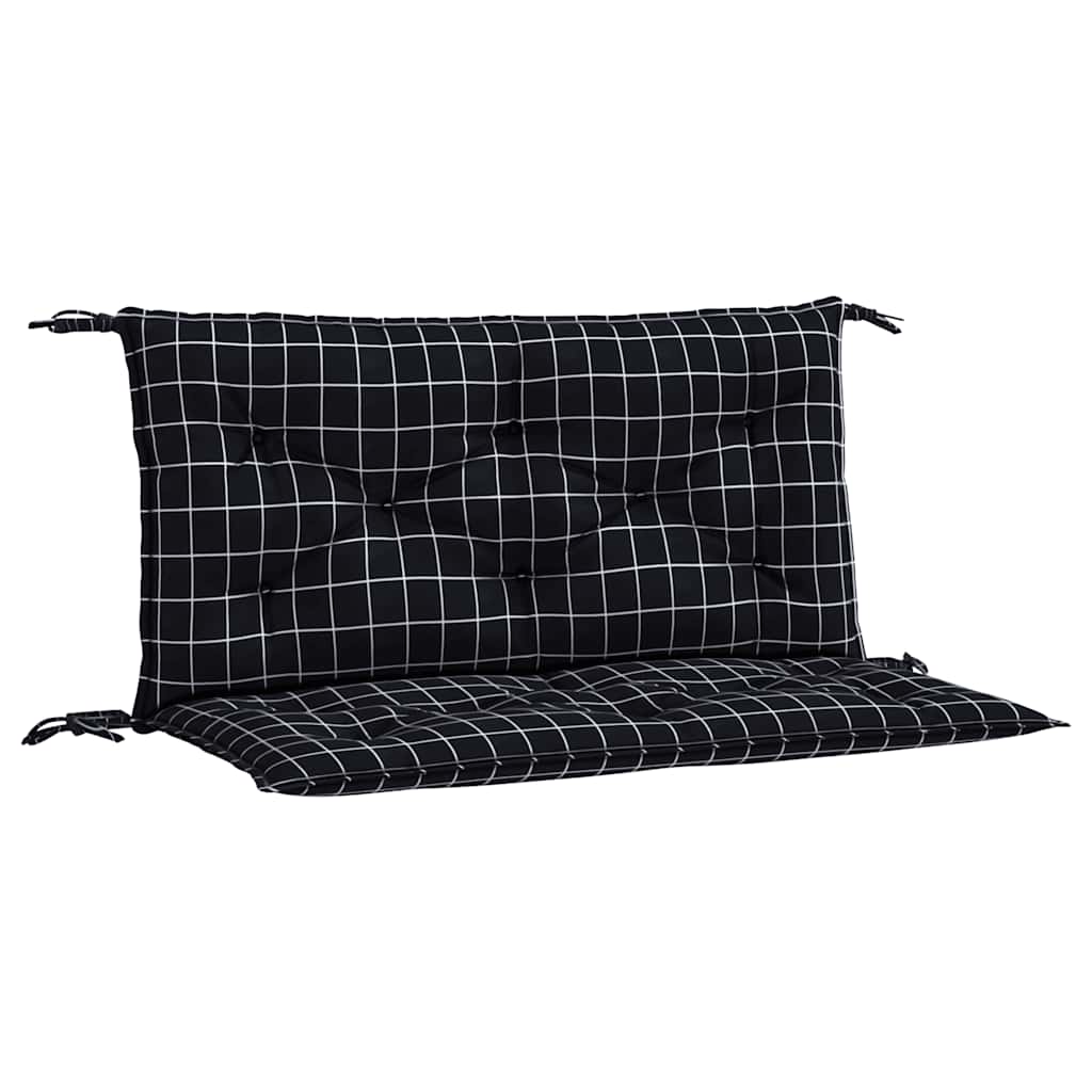Cuscini Panca da Giardino 2pz a Quadri Nero 100x50x7 cm Tessutocod mxl 70361