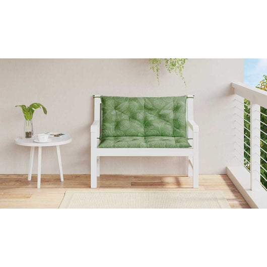 Cuscini Panca Giardino 2 pz-Cuscini per panchina da esterno Motivo a Foglie 100x50x7 cm Tessuto