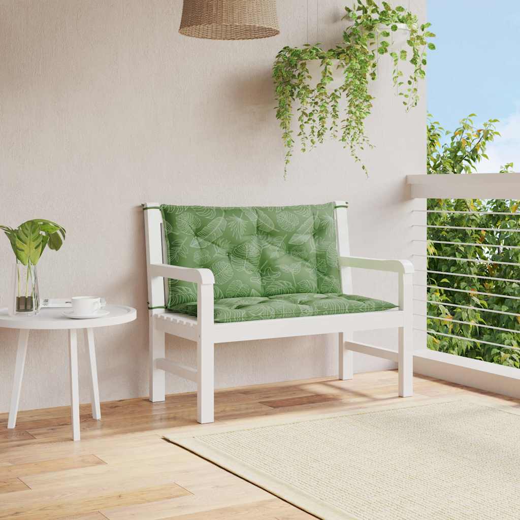 Cuscini Panca Giardino 2 pz Motivo a Foglie 100x50x7 cm Tessuto 361675