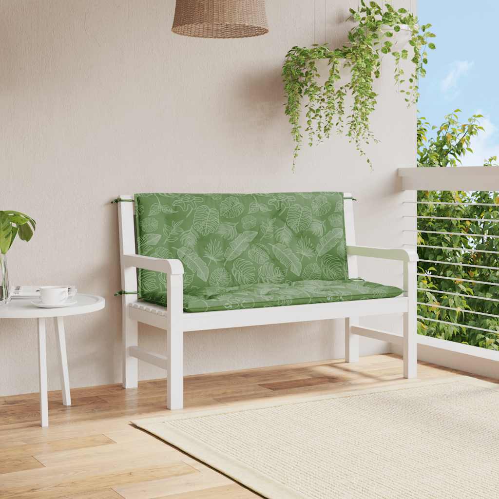 vidaXL Cuscini Panca Giardino 2 pz Motivo a Foglie 120x50x7 cm Tessuto