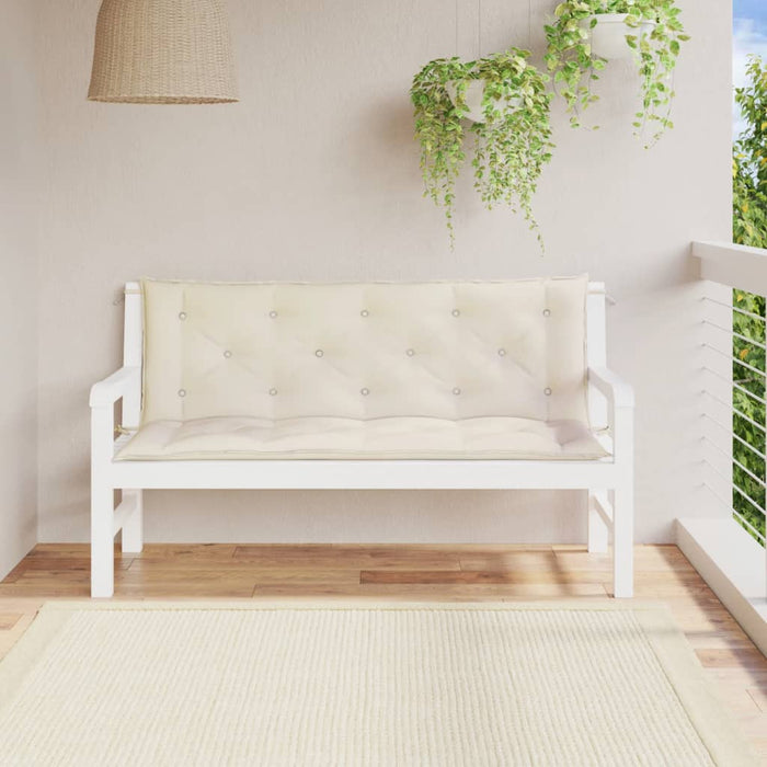 Cuscini Panca Giardino 2pz Bianco Crema 150x50x7 Tessuto Oxford 361699