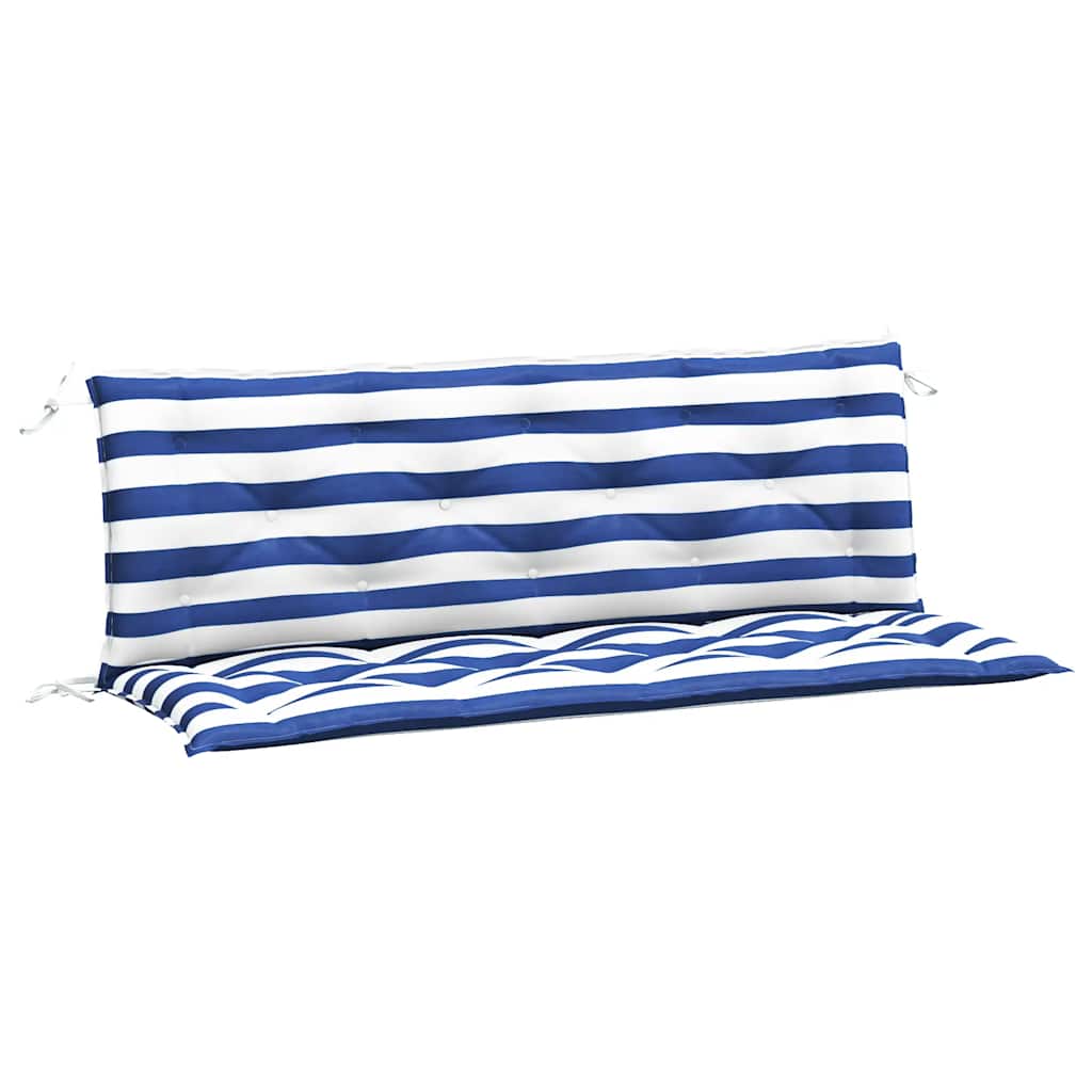Cuscini Panca Giardino 2pz Righe Bianche Blu 150x50x7cm Tessuto 361709