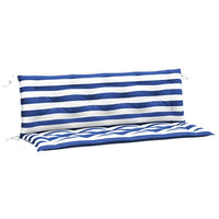 Cuscini Panca Giardino 2pz Righe Bianche Blu 150x50x7cm Tessuto 361709