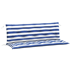 Cuscini Panca Giardino 2pz Righe Bianche Blu 150x50x7cm Tessuto 361709