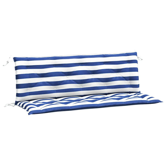 Cuscini Panca Giardino 2pz Righe Bianche Blu 150x50x7cm Tessuto 361709