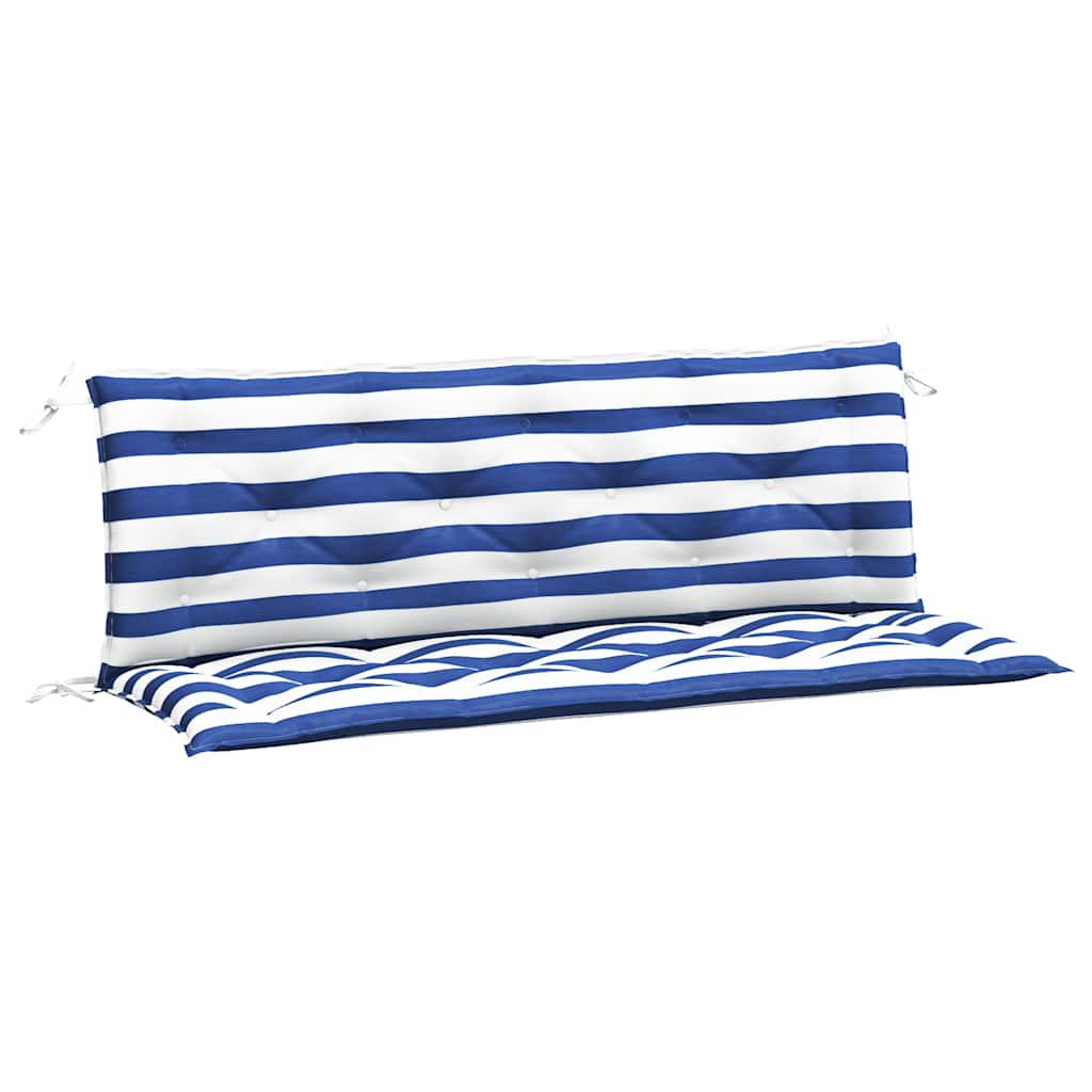Cuscini Panca Giardino 2pz-Cuscini per panchina da esterno Righe Bianche Blu 150x50x7cm Tessuto